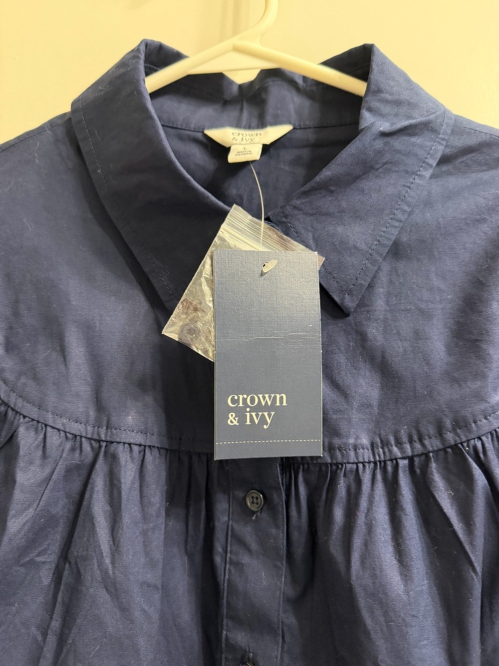 Cotton crown & ivy Navy Button-Front Dress NWT sz Large - Picture 4 of 11